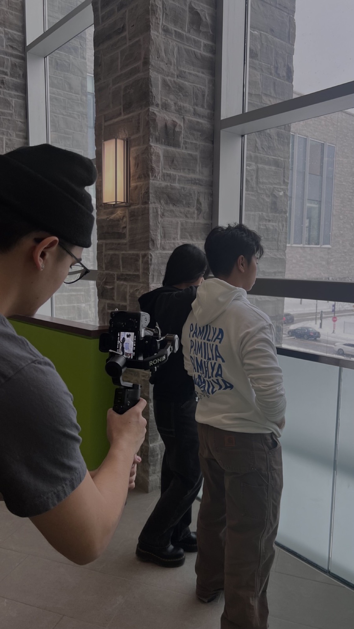 Behind the lens during a production