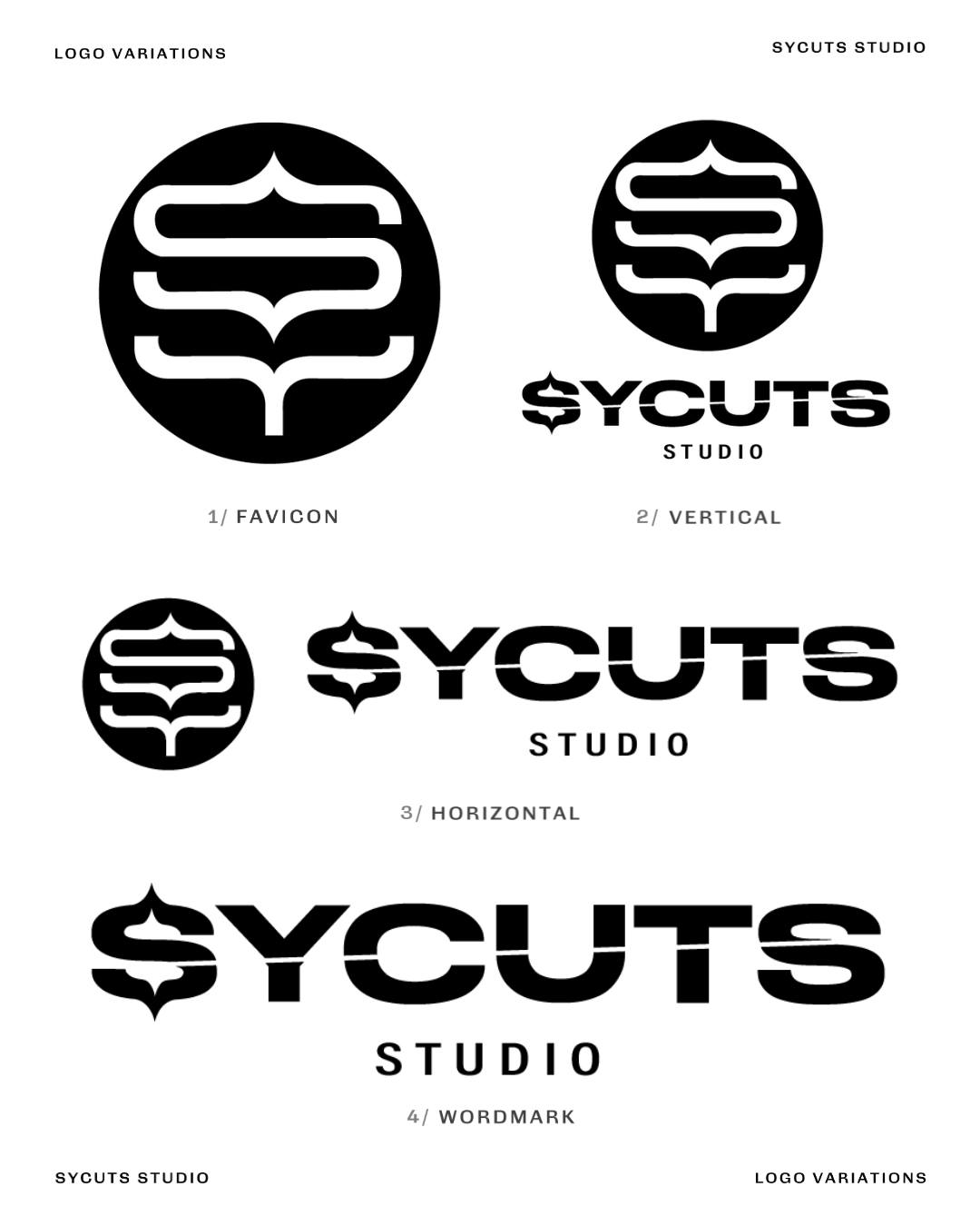 SyCuts Studio logo identity and variations